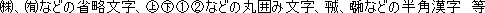 省略文字や丸囲み文字、半角漢字等は使用しないで下さい。